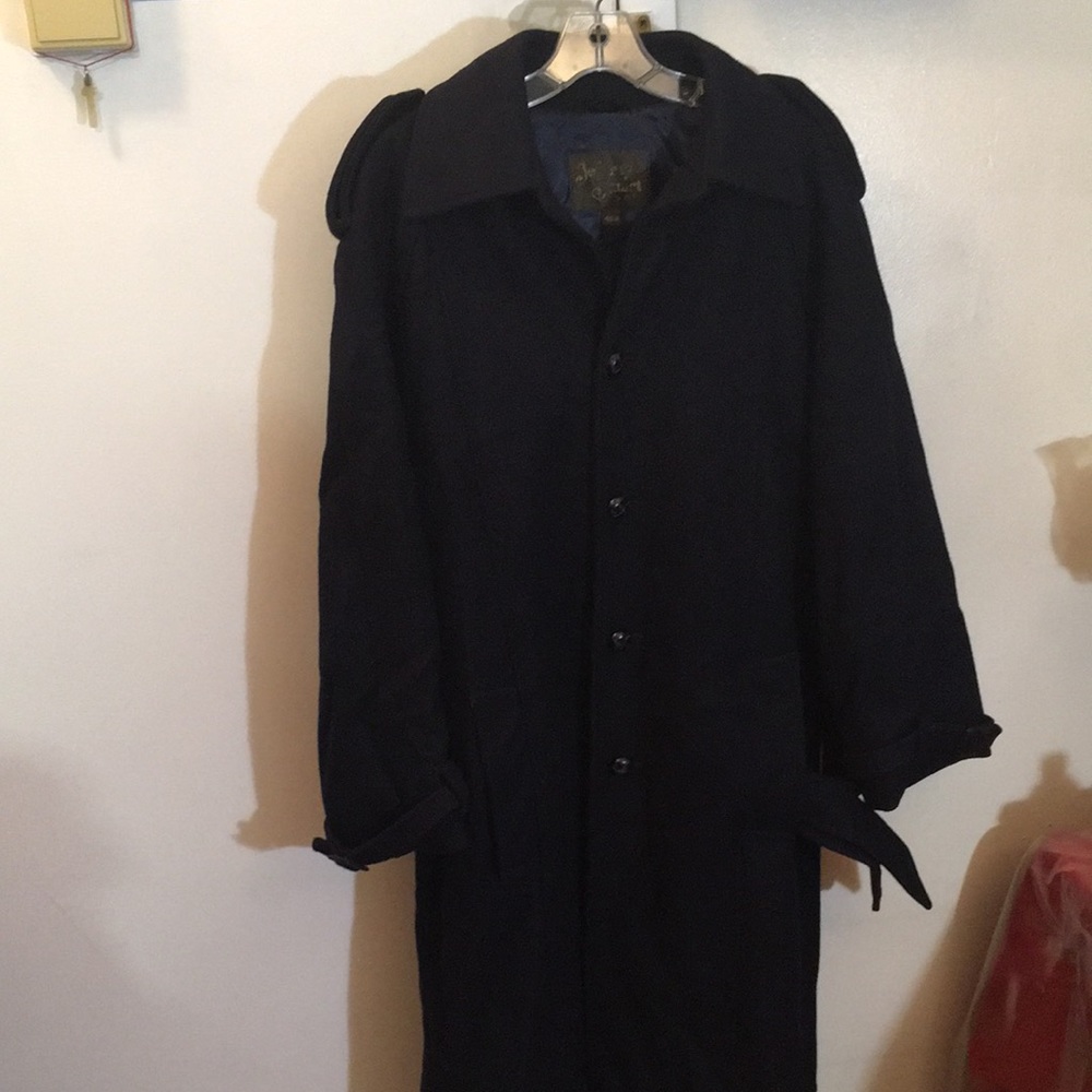 Vintage Jeffrey Stuart Navy Wool Trench Coat